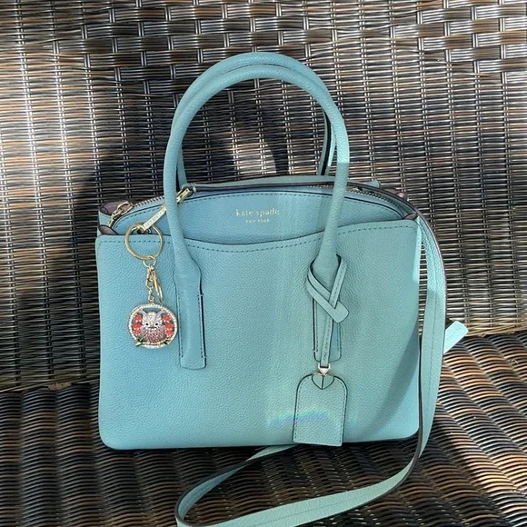 Kate Spade Pebbled Leather Satchel Crossbody Shoulder Bag with Owl Bag Tag - Picture 2 of 8